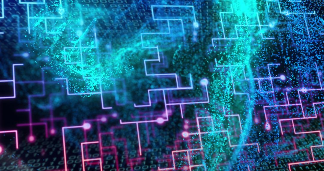 Abstract Virtual Circuit Board with Digital Mesh Overlay