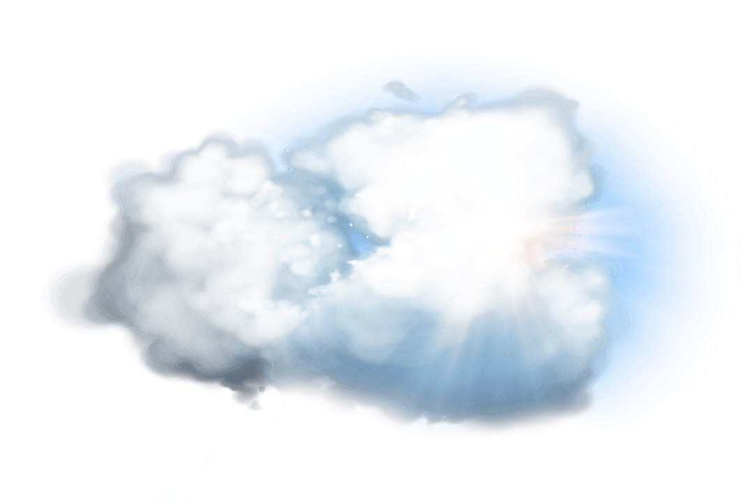 White Cloud with Sun on Transparent Background