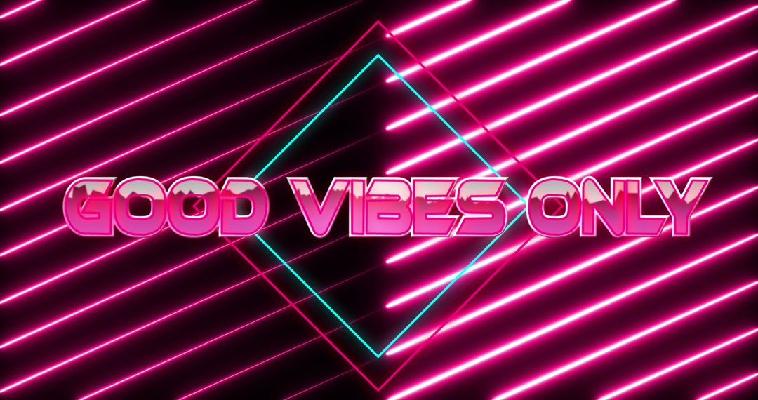 Good Vibes Only Neon Sign With Vibrant Geometric Frame