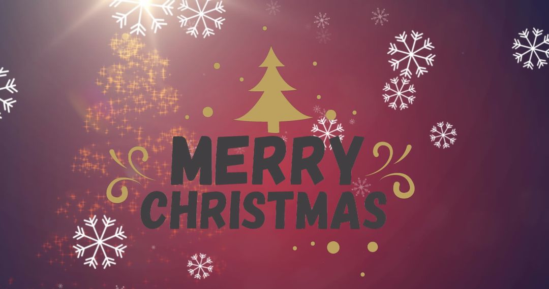 Merry Christmas Text with Snowflakes and Holiday Theme