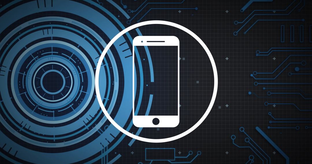 Smartphone Icon with Digital Circuit Background
