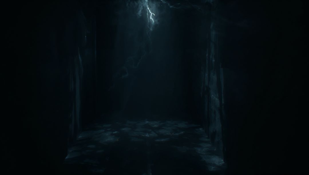 Dramatic Lightning Illuminating Dark Industrial Tunnel