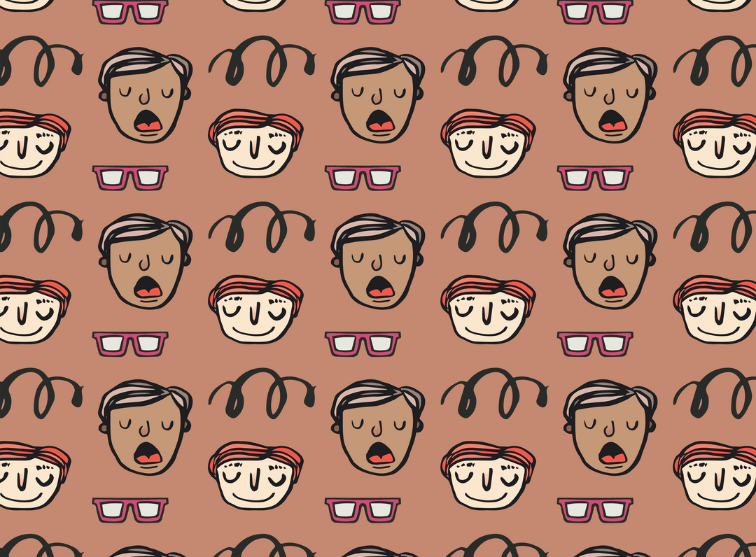 Playful Faces and Glasses Seamless Pattern on Transparent Background