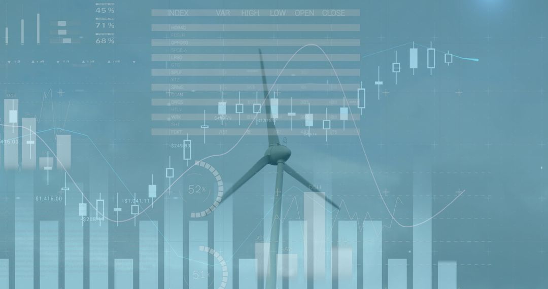 Wind Turbines and Financial Chart Symbolizing Progress