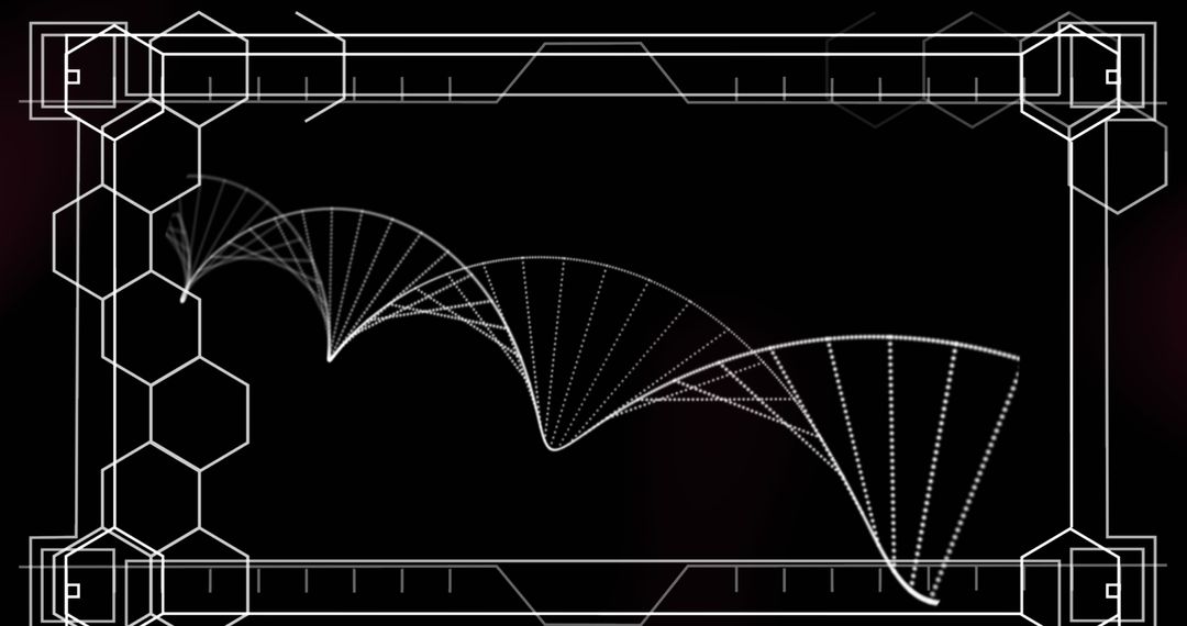 Futuristic DNA Structure with Hexagonal Frame