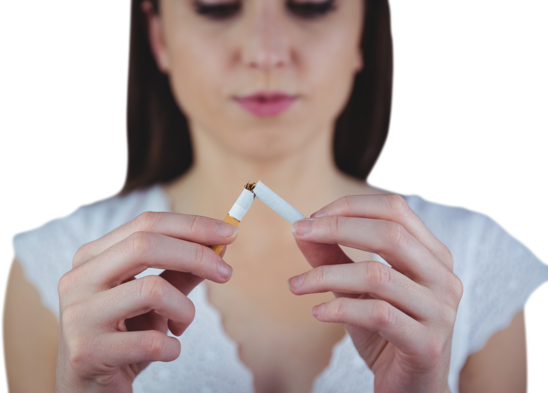 Woman Snapping Cigarette in Half, Transparent Background - Download Free Stock Images Pikwizard.com