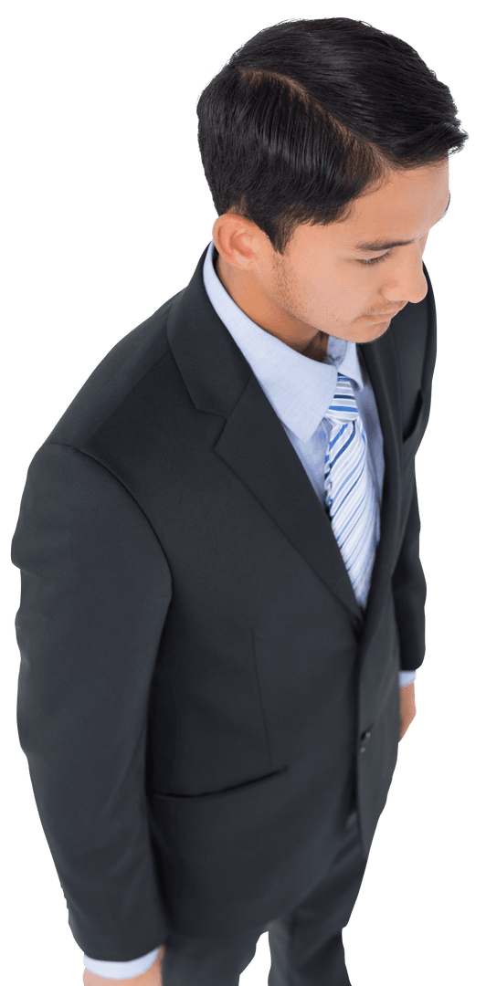 Transparent Biracial Businessman Isolated on Horizontal Background