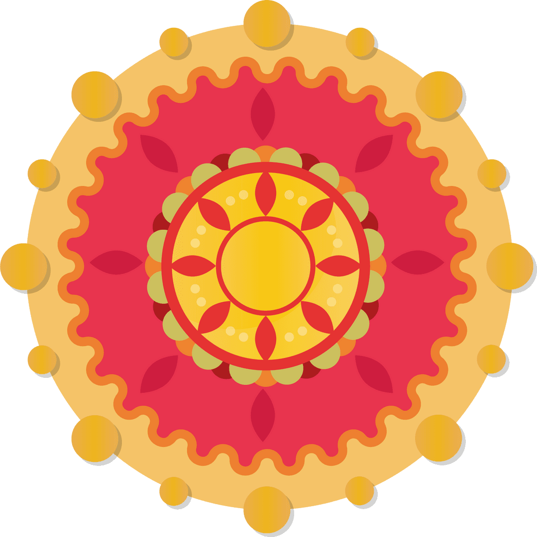 Vibrant Sunburst with Concentric Rings and Scalloped Edge on Transparent Background