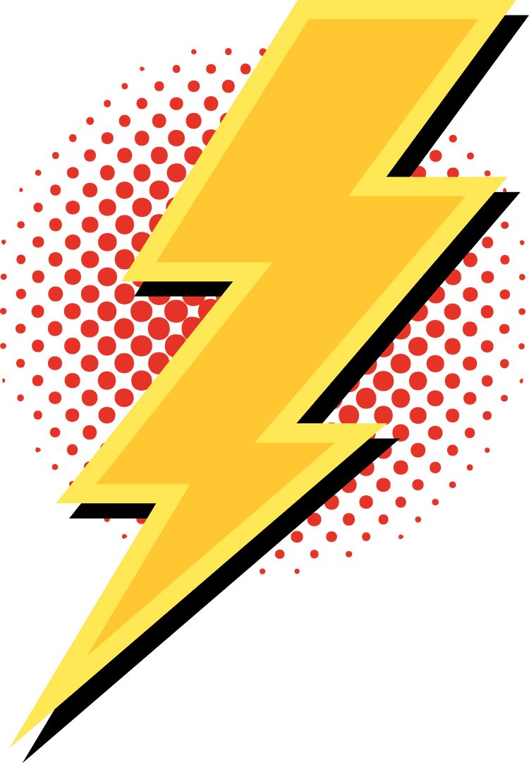Dynamic Comic-Style Lightning Bolt on Transparent Background