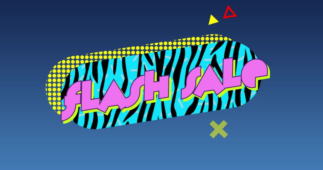 Retro Flash Sale Graphic with Zebra Print and Neon Colors