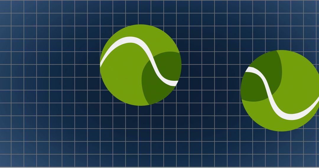 Digital Tennis Ball Illustration on Grid Pattern