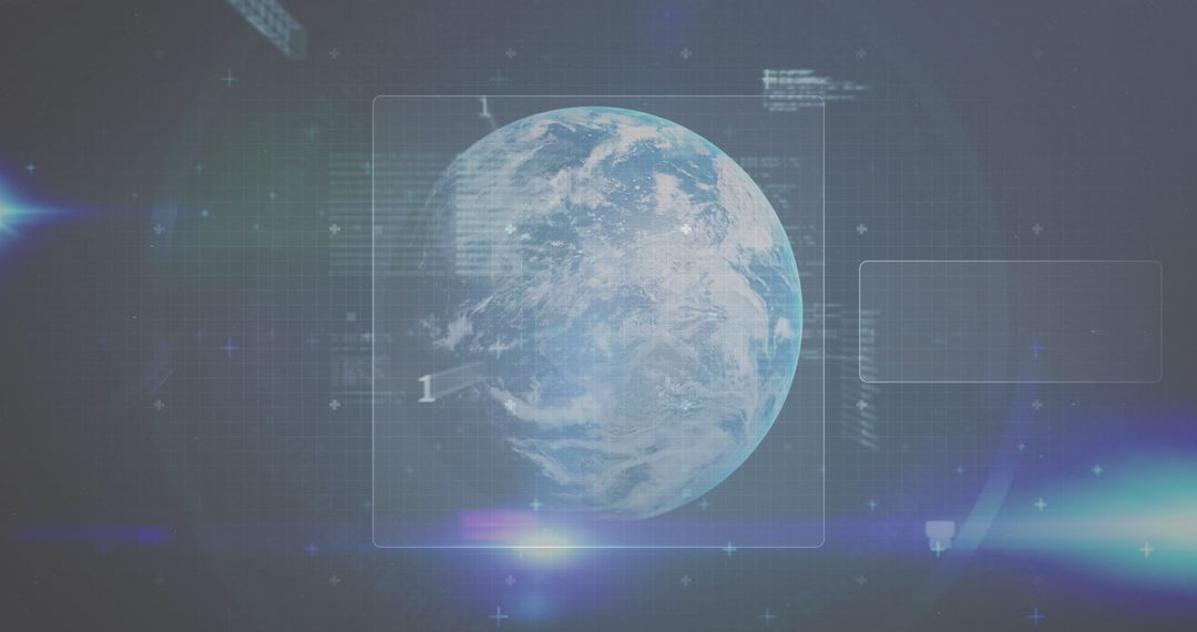 Futuristic Digital Interface with Data Around Earth