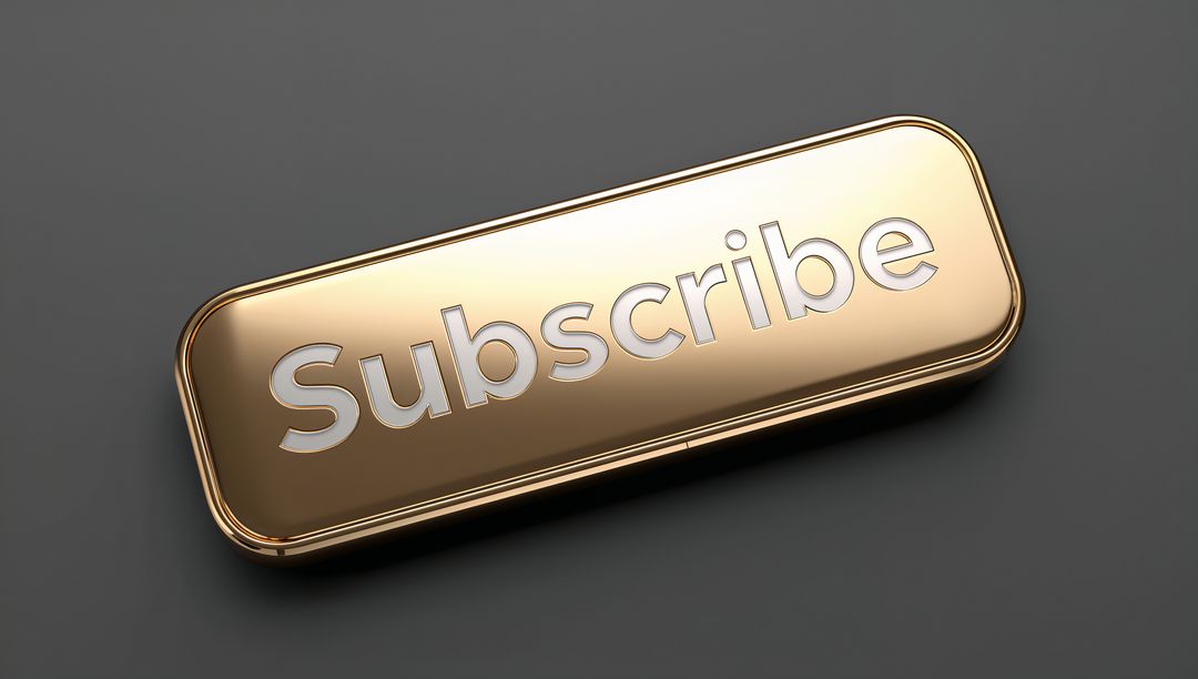 Gold Subscribe Button 3D Glossy CTA for Premium Subscription and Landing Pages