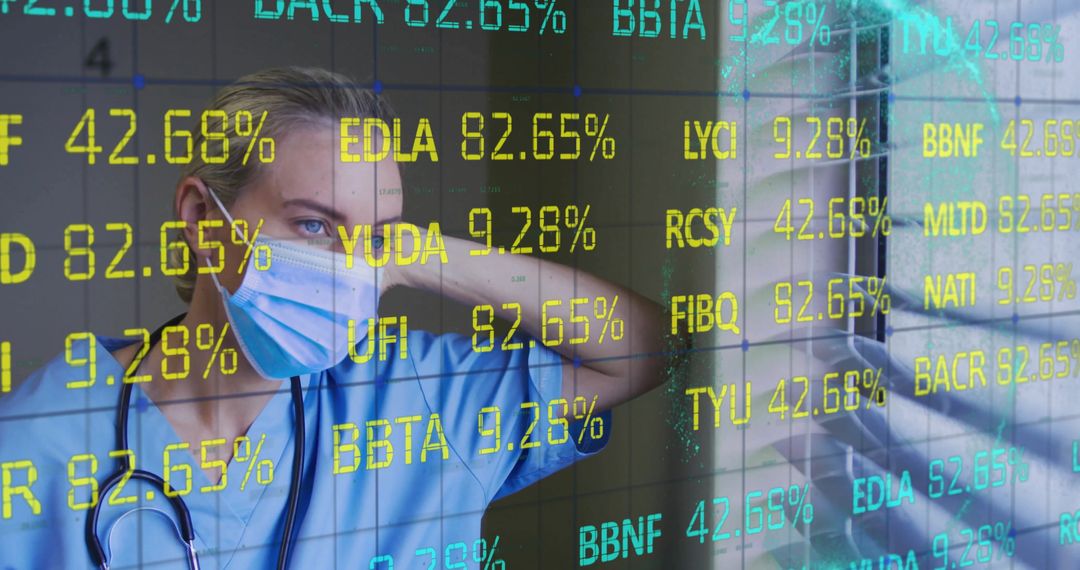 Medical Professional with Mask Analyzing Data Innovations