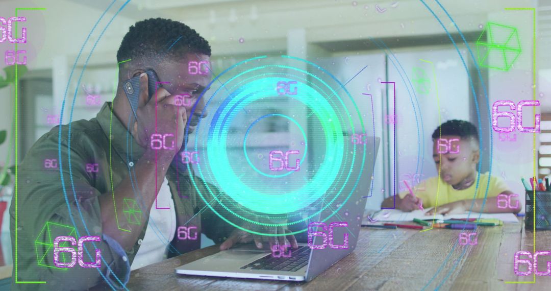 Father and Son Engage with Augmented Reality Technology