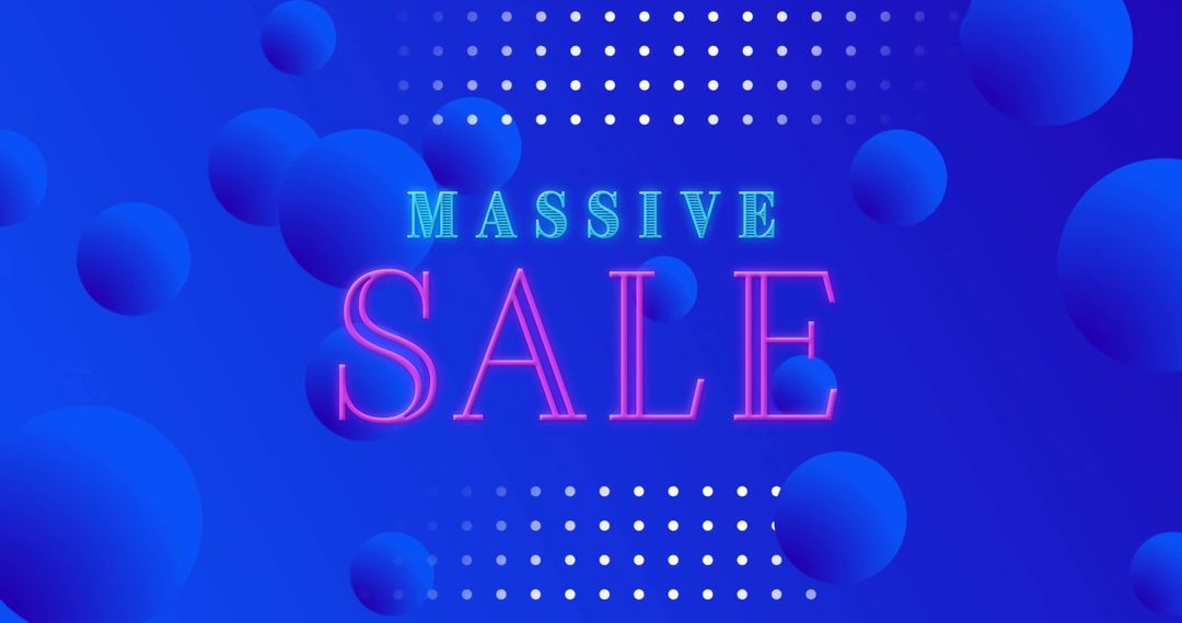 Massive Sale Announcement with Retro Blue Shapes and Pink Typography