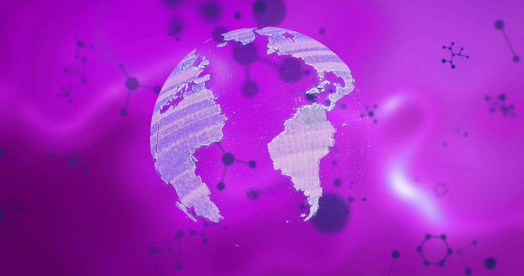 Digital Globe Hologram on Purple Technology Background
