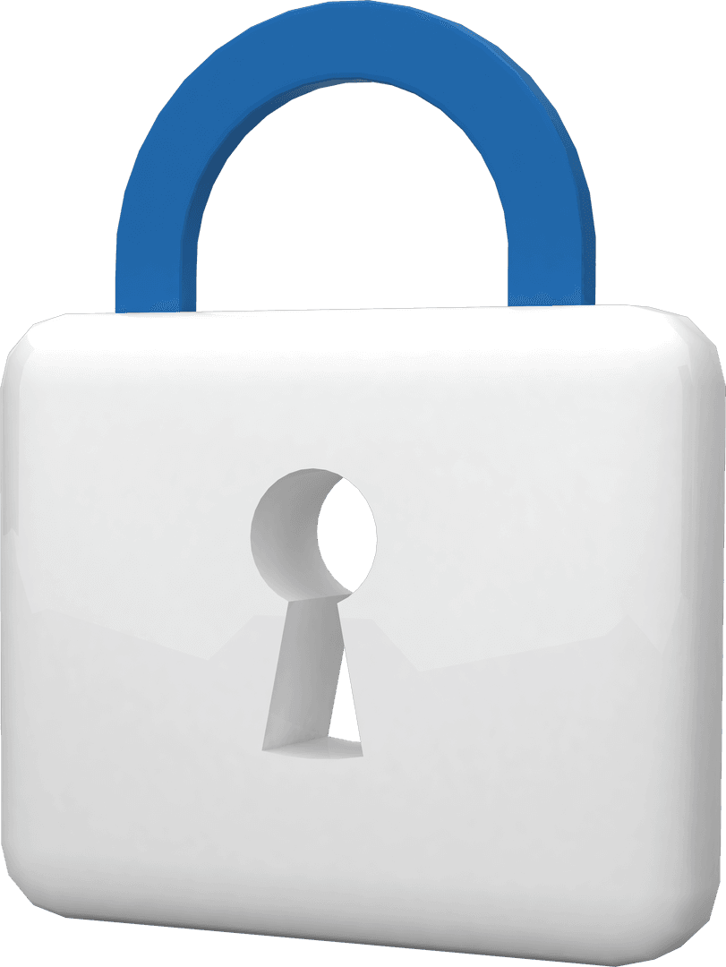 Stylized Transparent Padlock With Blue Arch for Security Concept