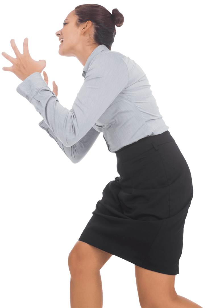 Furious Caucasian Businesswoman Expressing Anger on Transparent Background