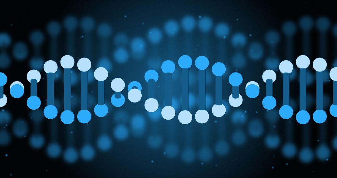 Digital Representation of DNA Strands on Blue Background