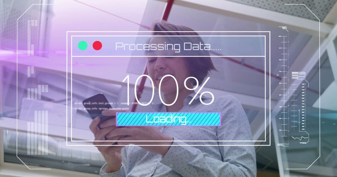 Businesswoman Exploring Digital Processing Interface