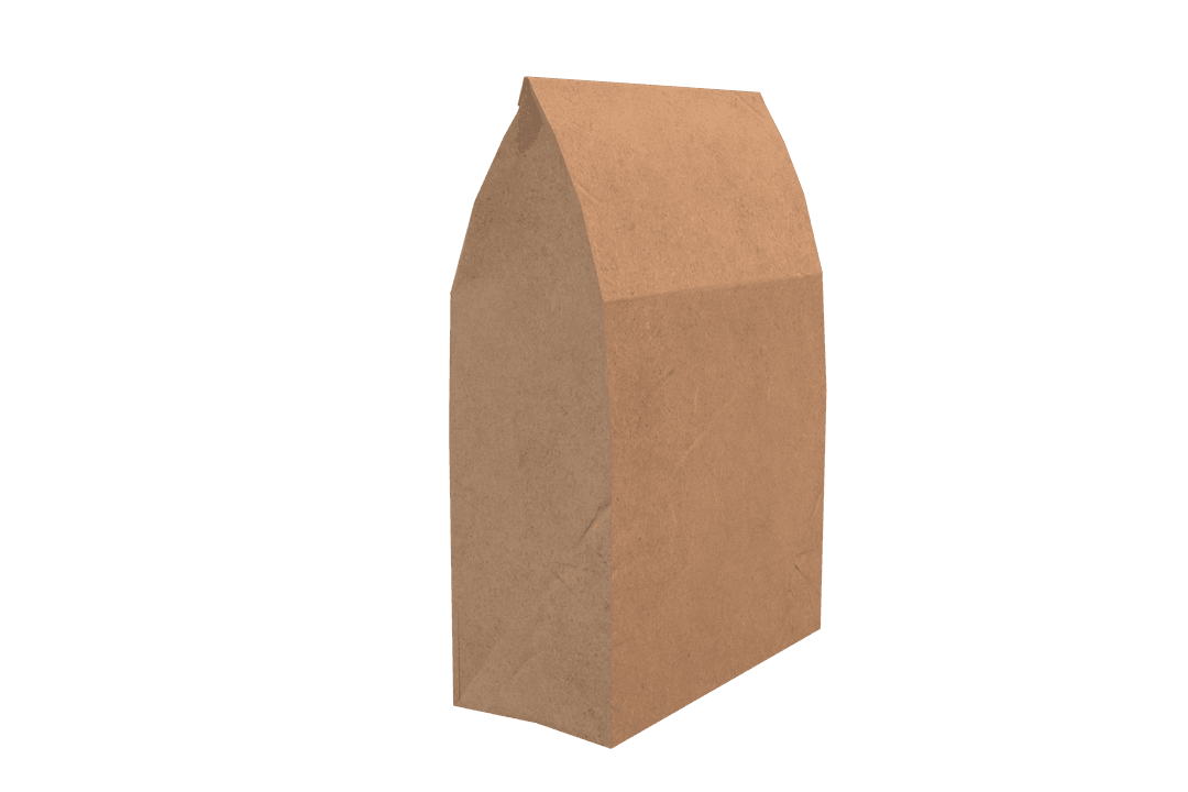 Illustration of Brown Paper Bag on Transparent Background for Mockup Design