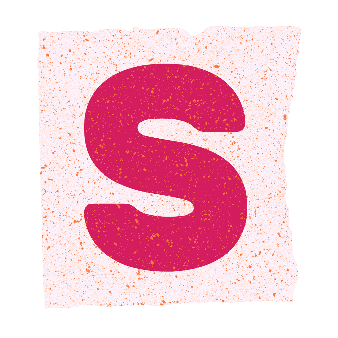 Uppercase Pink Letter S on Textured Torn Paper, Transparent Canvas