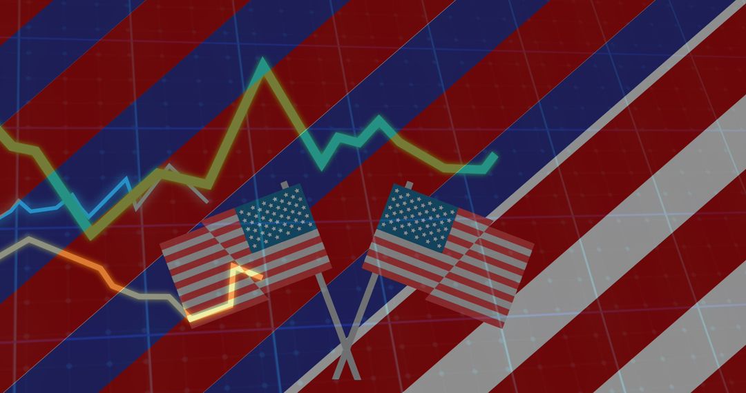 American Flag with Rising Graph Lines Symbolizing Economic Growth