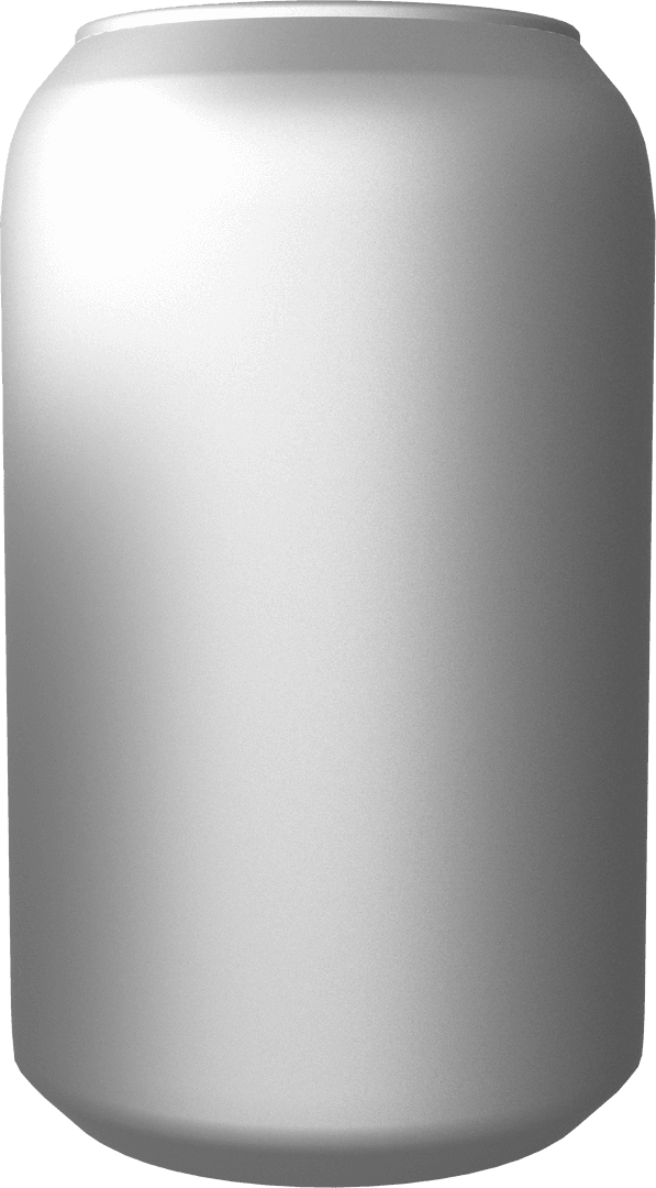 Blank Metallic Gray Beverage Can Featuring Transparent Background