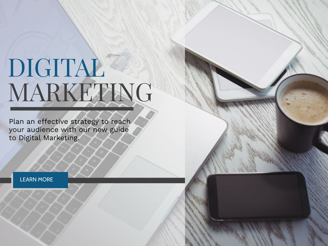 Digital Marketing Technology Setup with Devices and Coffee