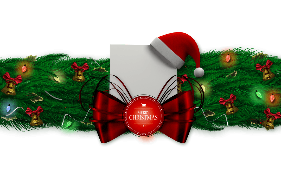 Transparent Christmas Garland with Santa Hat and Lights