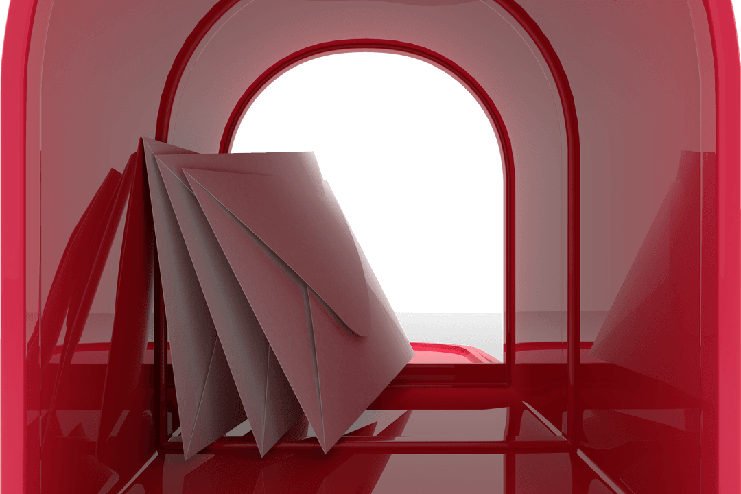 Transparent Mailbox Illustration with Letters and Communication Theme