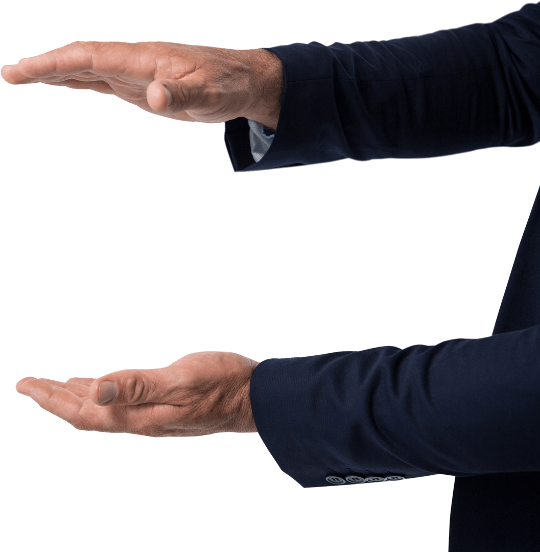 Business Executive Gesturing with Transparent Hands