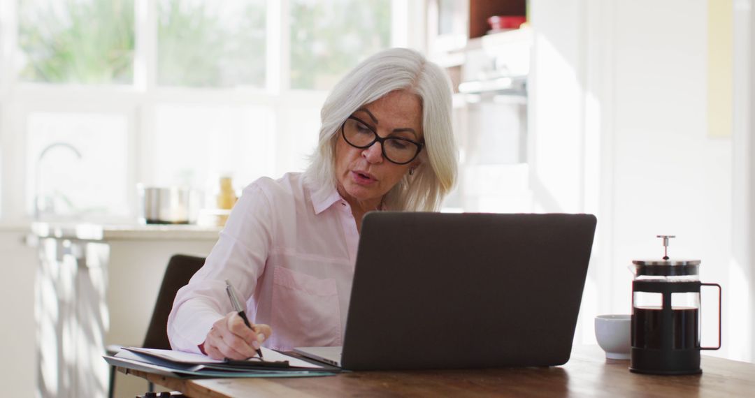 Senior Woman Working from Home Office on Laptop - Free Images, Stock Photos and Pictures on Pikwizard.com