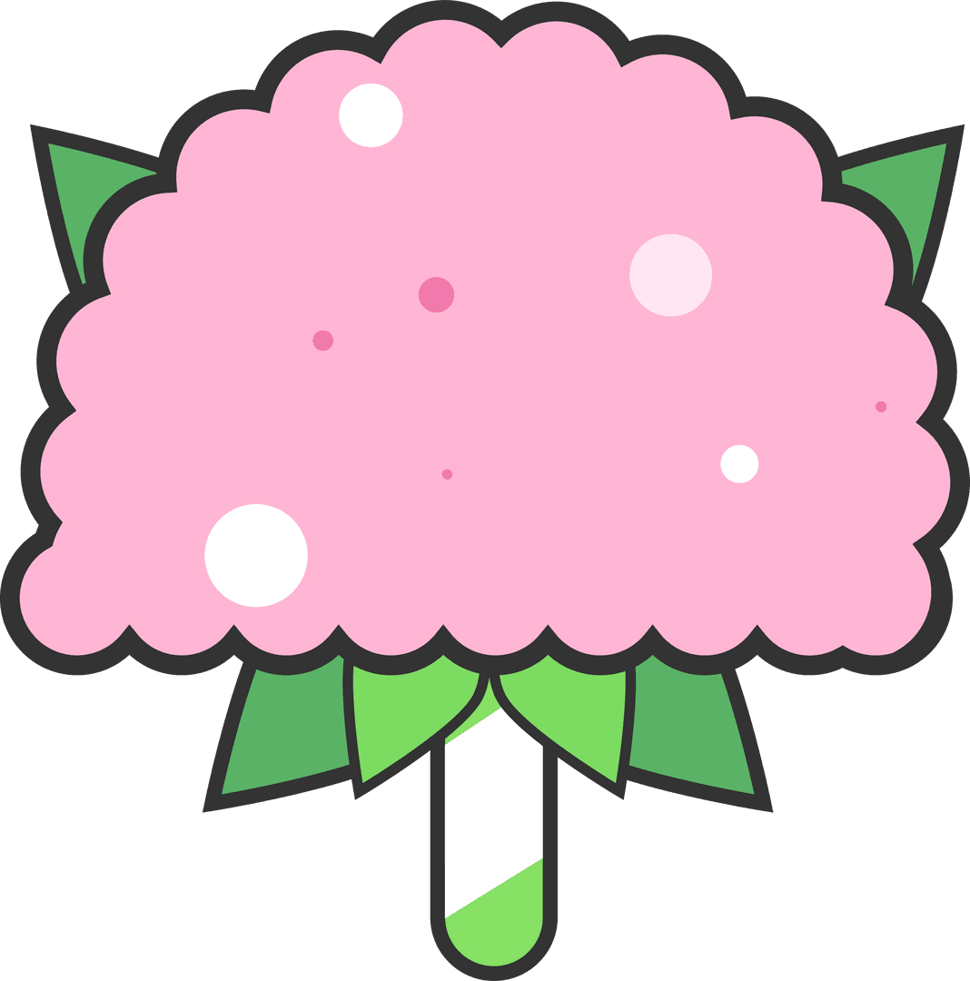 Transparent Pink Canopy with Green Leaves and Stick on Pastel Background