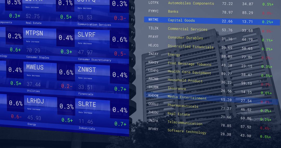 Dynamic Financial Data Display Over City Landscape