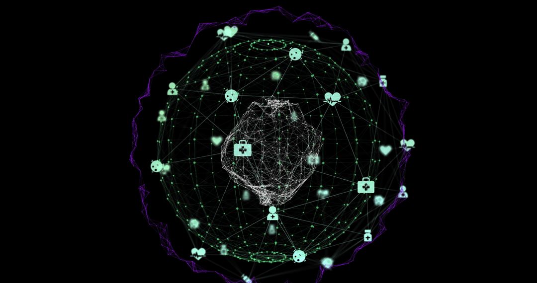 Digital Global Network Connections on Black Background