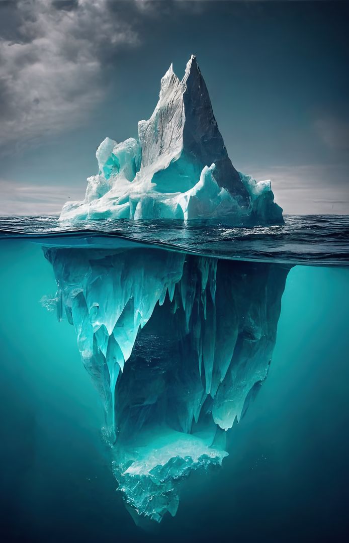 Massive Iceberg Above and Below Waterline in Arctic Ocean - Free Images, Stock Photos and Pictures on Pikwizard.com