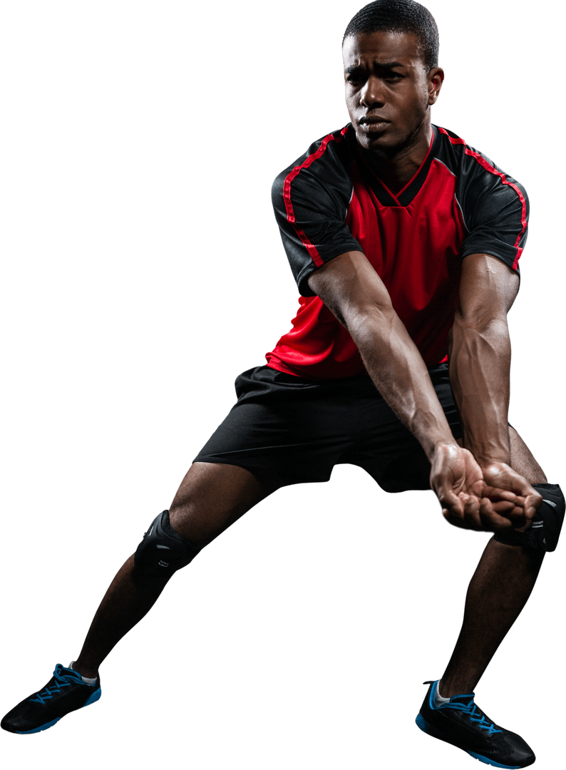 Dynamic Sportsman Practicing Volleyball in Transparent Background