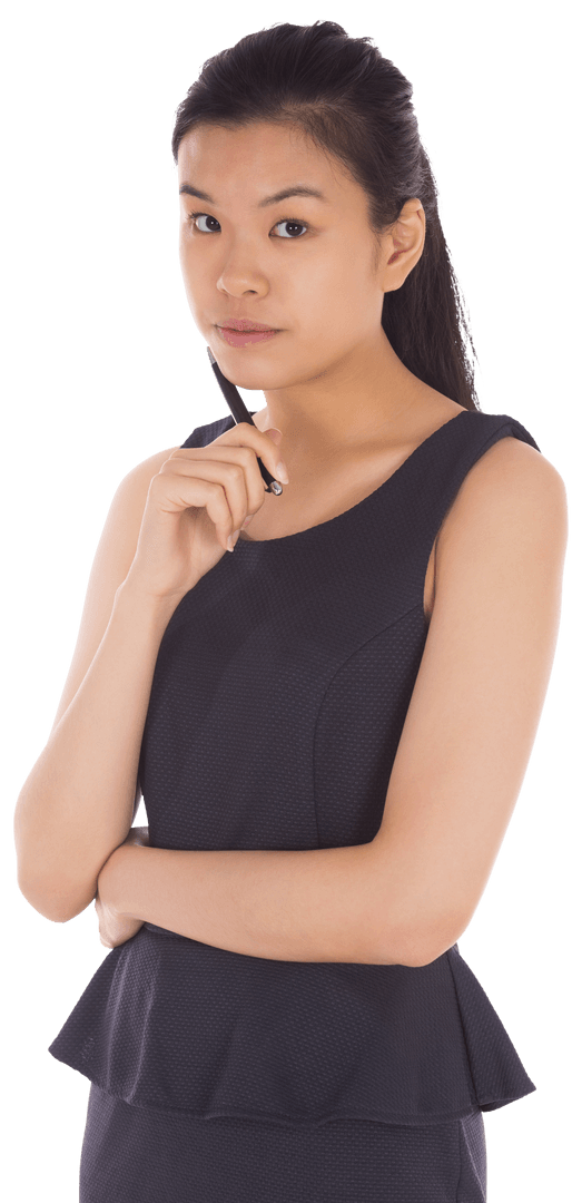 Confident Asian Businesswoman on Transparent Background for Business Concept