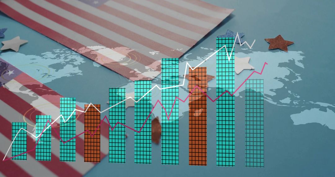Global Economic Data Visualization with Map Overlay and Bar Graphs