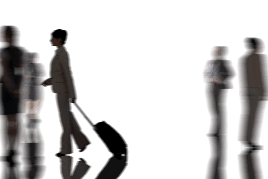 Silhouettes of Business People in Motion with Transparent Background