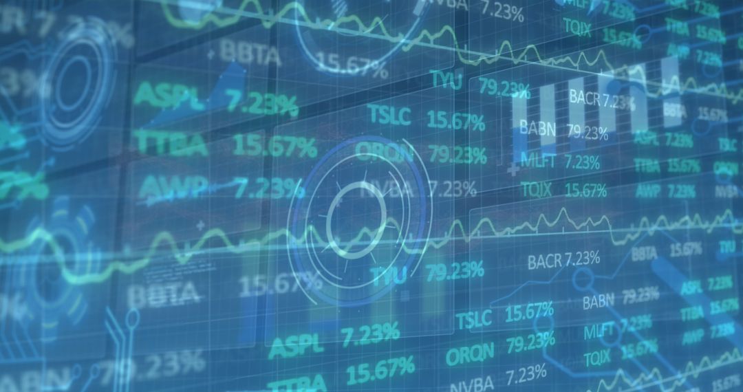 Stock Market Screen with Data Overlay and Scanning Elements