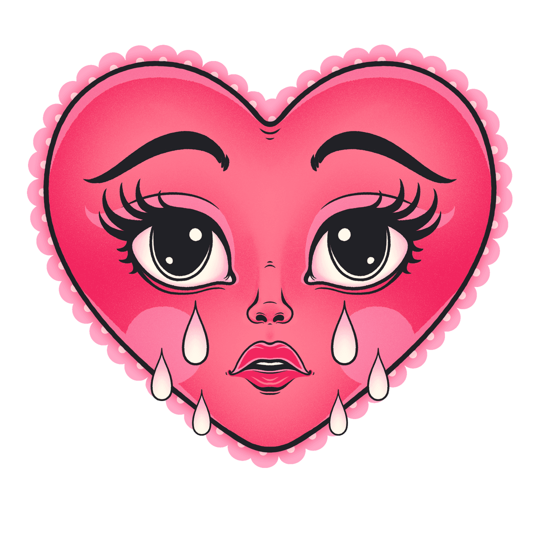 Tearful Heart Illustration on Transparent Background
