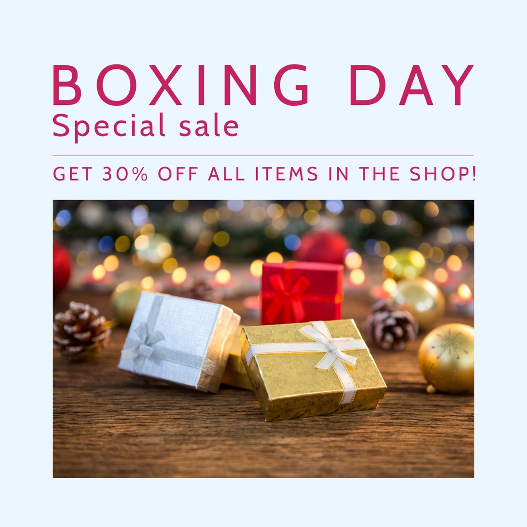Boxing Day Special Sale Advertisement with Festive Decorations