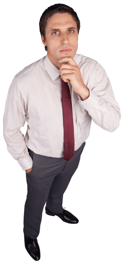 Businessman Transparent Background Thinking Pose Professional Attire
