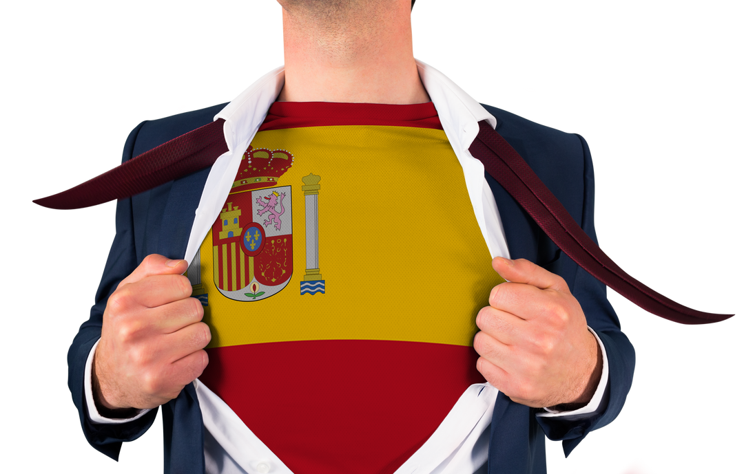 Businessman Unveiling Spain Flag on Shirt, Transparent Background - Download Free Stock Images Pikwizard.com