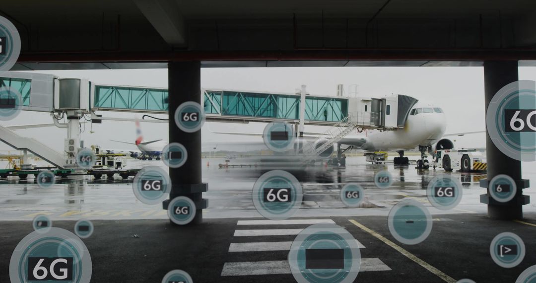 Modern airport with 6g network connectivity enhancing travel experience