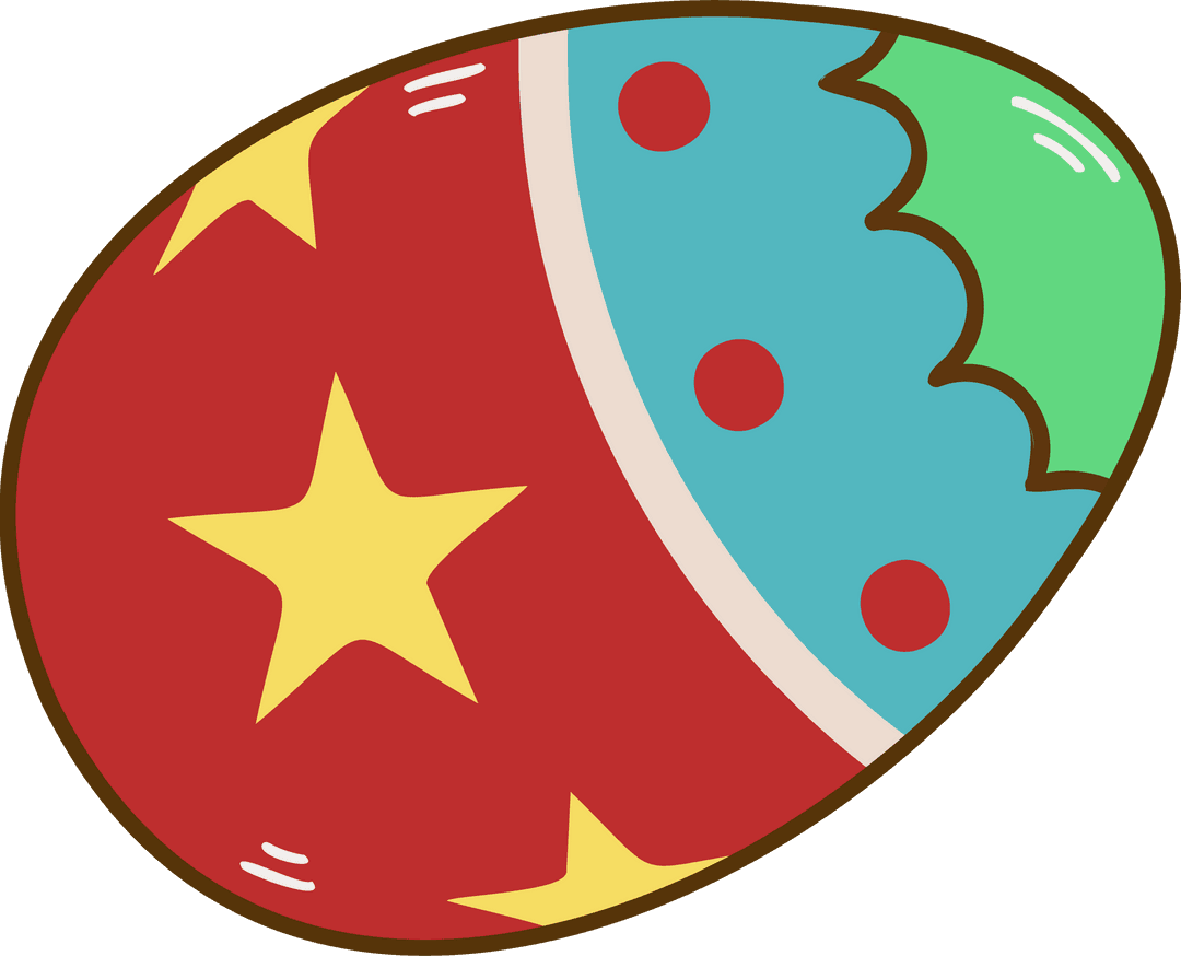 Colorful Easter Egg Illustration on Transparent Background with Festive Patterns