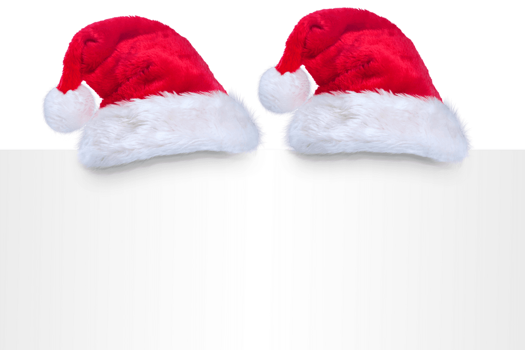 Santa Hats on White Card with Transparent Background